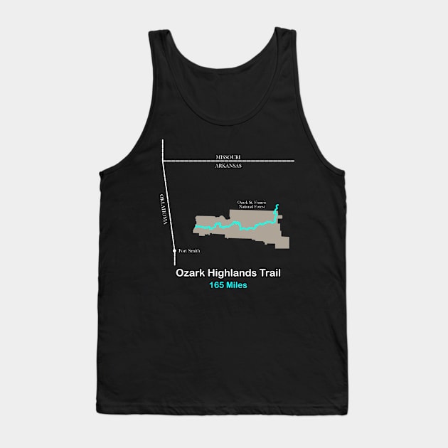 Route Map of the Ozark Highlands Trail Tank Top by numpdog